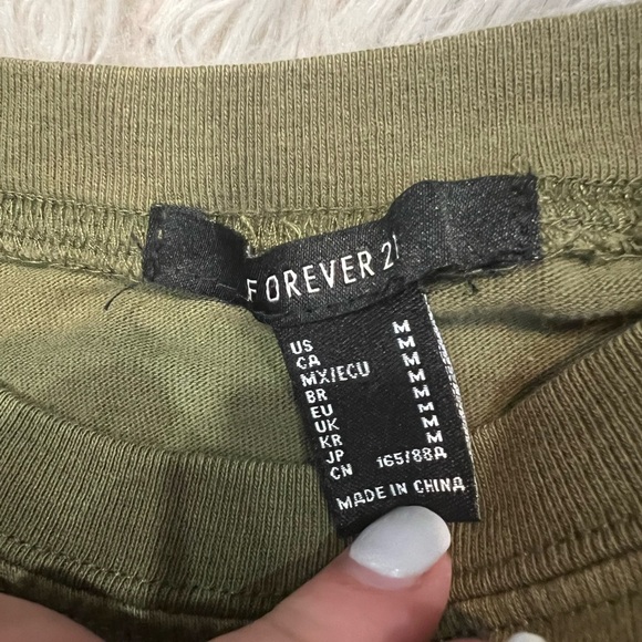 Forever 21 Washed Green Batwing Style Long Sleeve Crop Oversized Medium - Picture 4 of 6